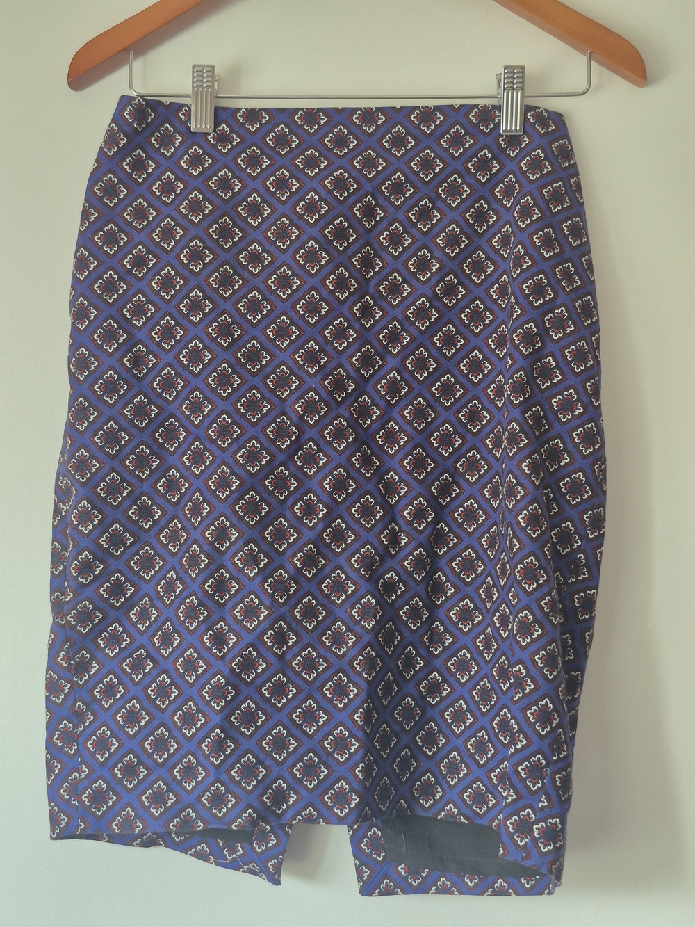 Express Blue Geometric Pencil Skirt